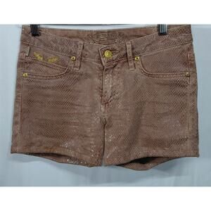 ROBIN' JEAN Studded Shorts Brown Animal Print Size 27